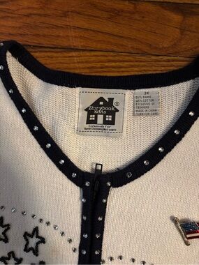 Storybook Knits Women’s 2 Piece Patriotic Sweater Set With 🇺🇸 Brooch